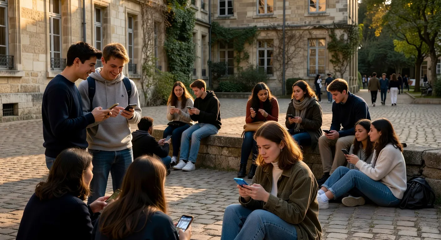 Jeunes utilisant des apps de rencontre sur smartphone