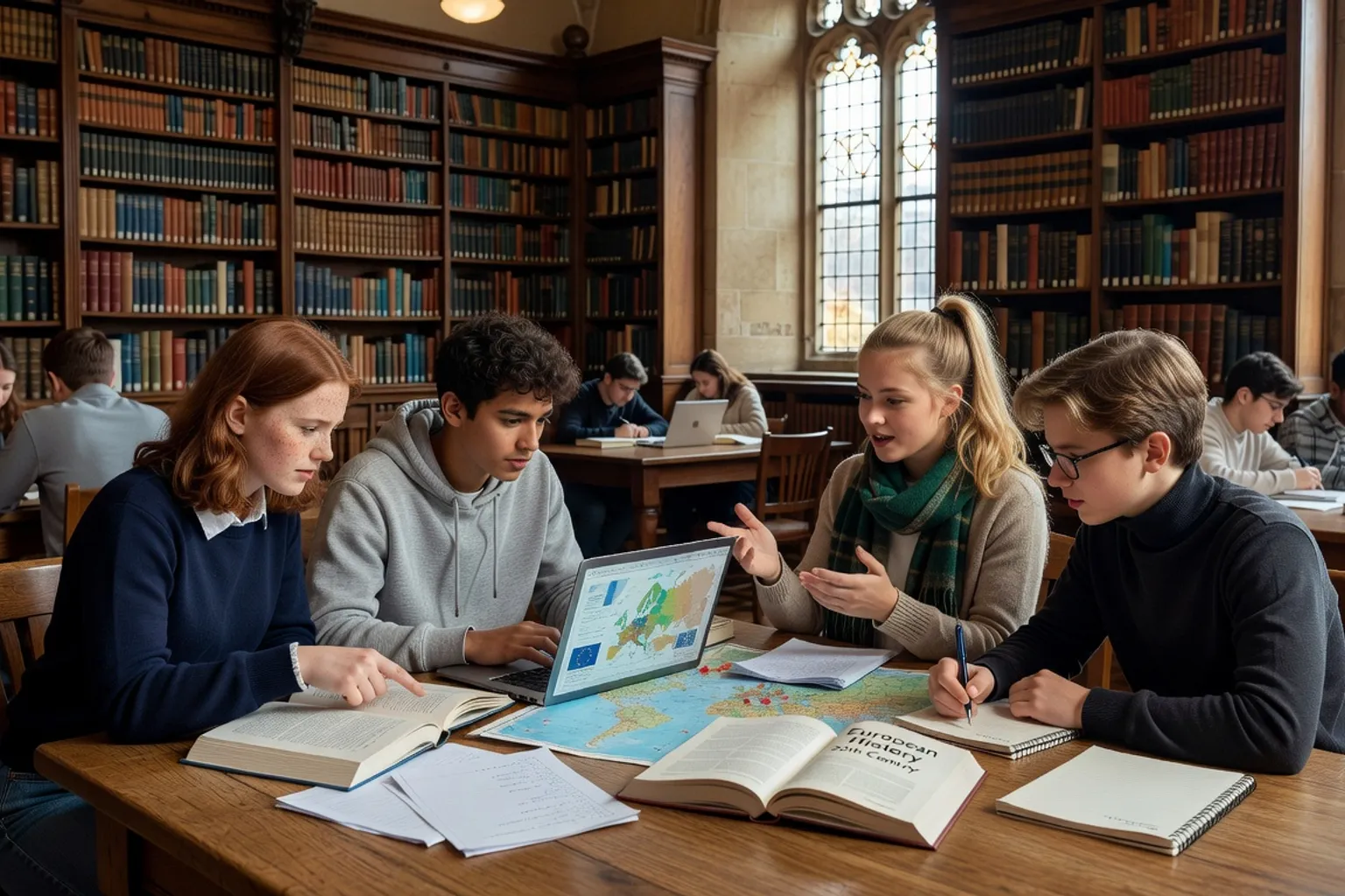 Groupe d'adolescents souriant en regardant ensemble un smartphone