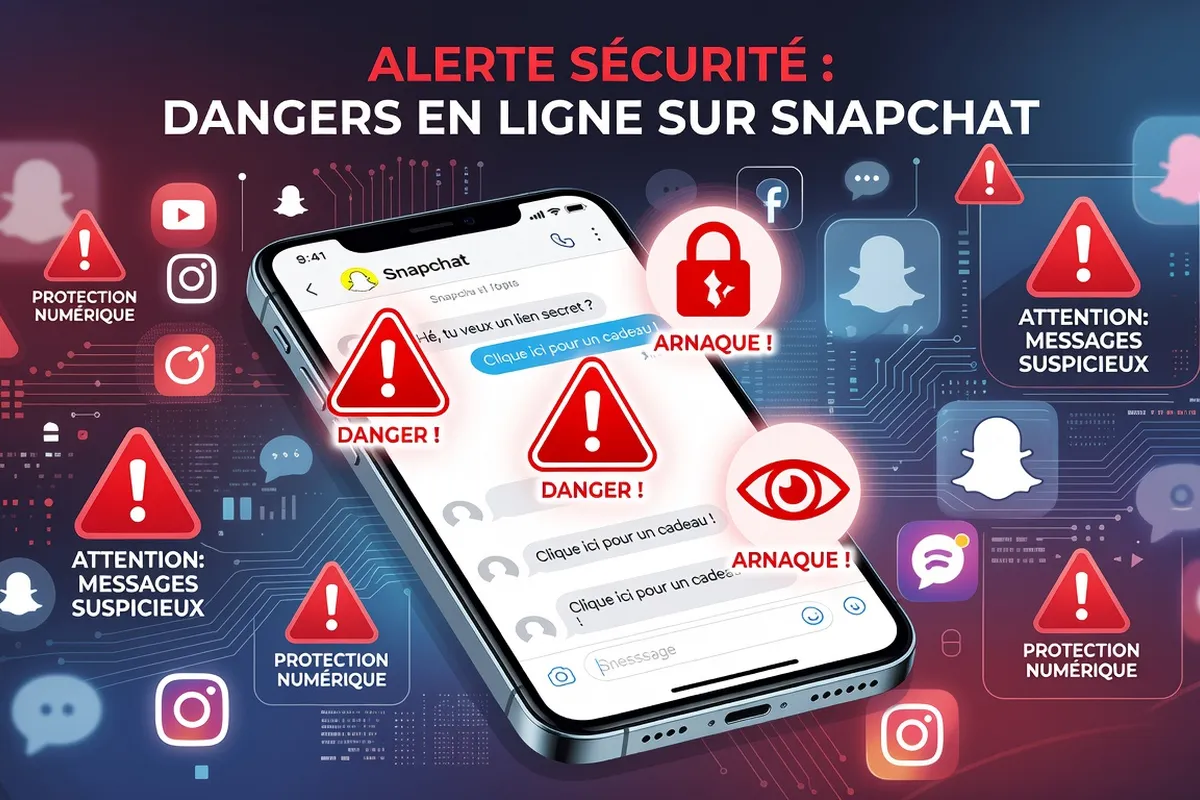 Jeune personne utilisant Snapchat sur son téléphone, ambiance décontractée
