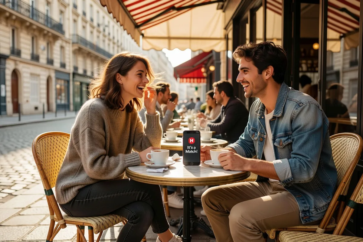 Jeune adulte consulatant l'appli Hinge sur son smartphone