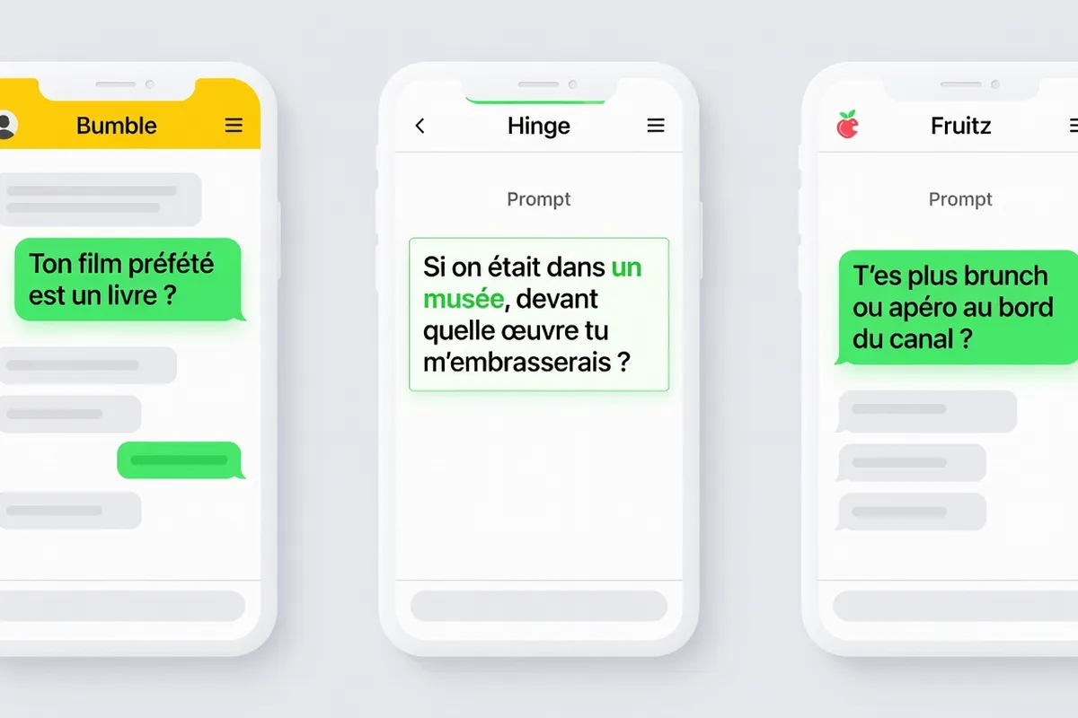 Exemples de messages créatifs sur Tinder, accroche originale 2026