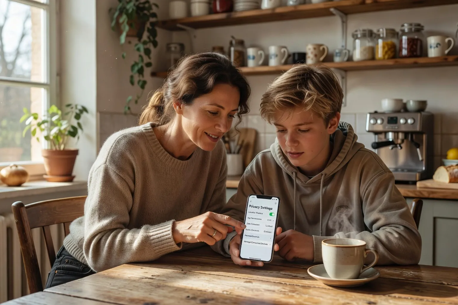 Adolescent utilisant un smartphone de maniere responsable