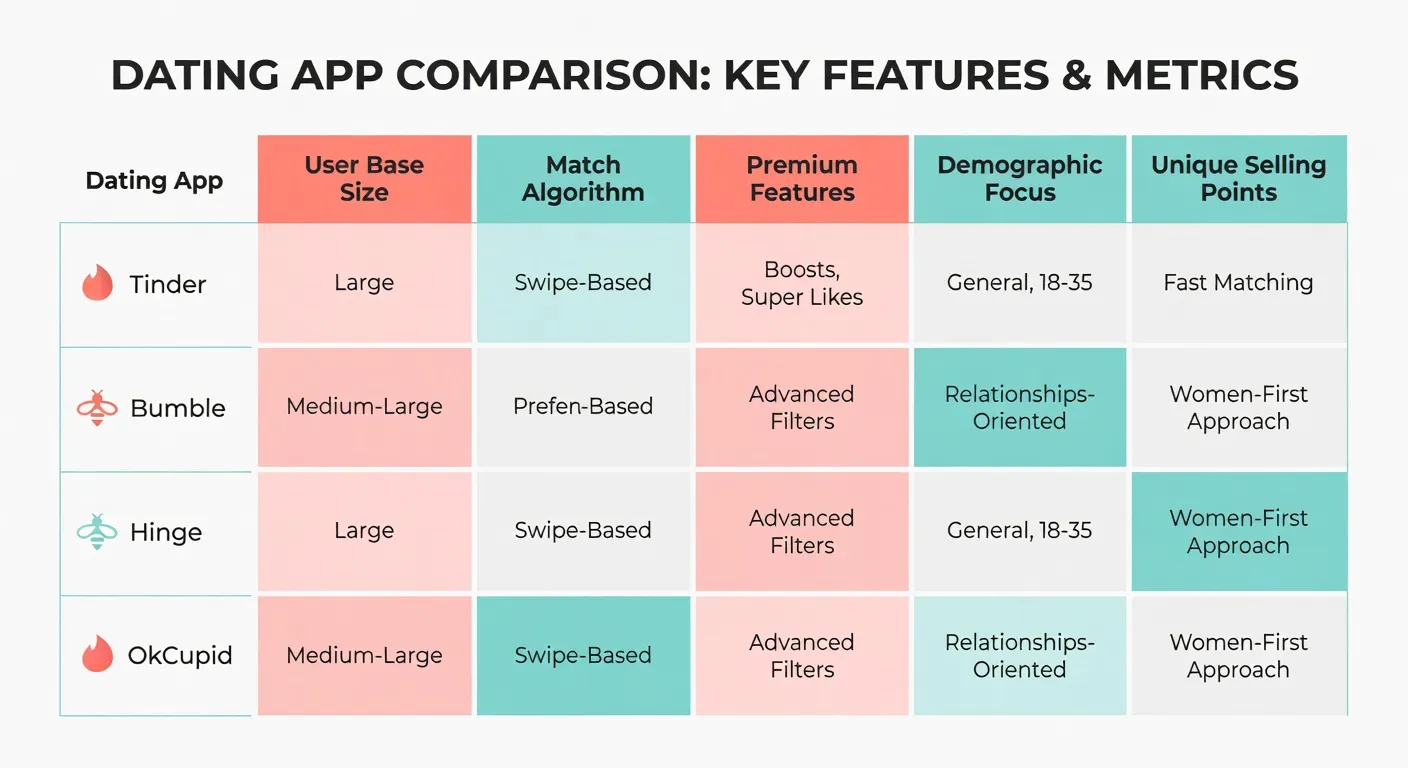 Tableau comparatif apps de rencontre 18-25 ans 2026