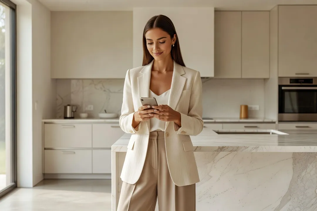 Jeune femme consultant les paramètres d'une application de rencontre sur son téléphone